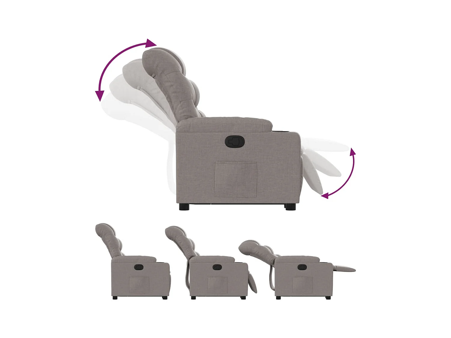 Fauteuil inclinable taupe tissu