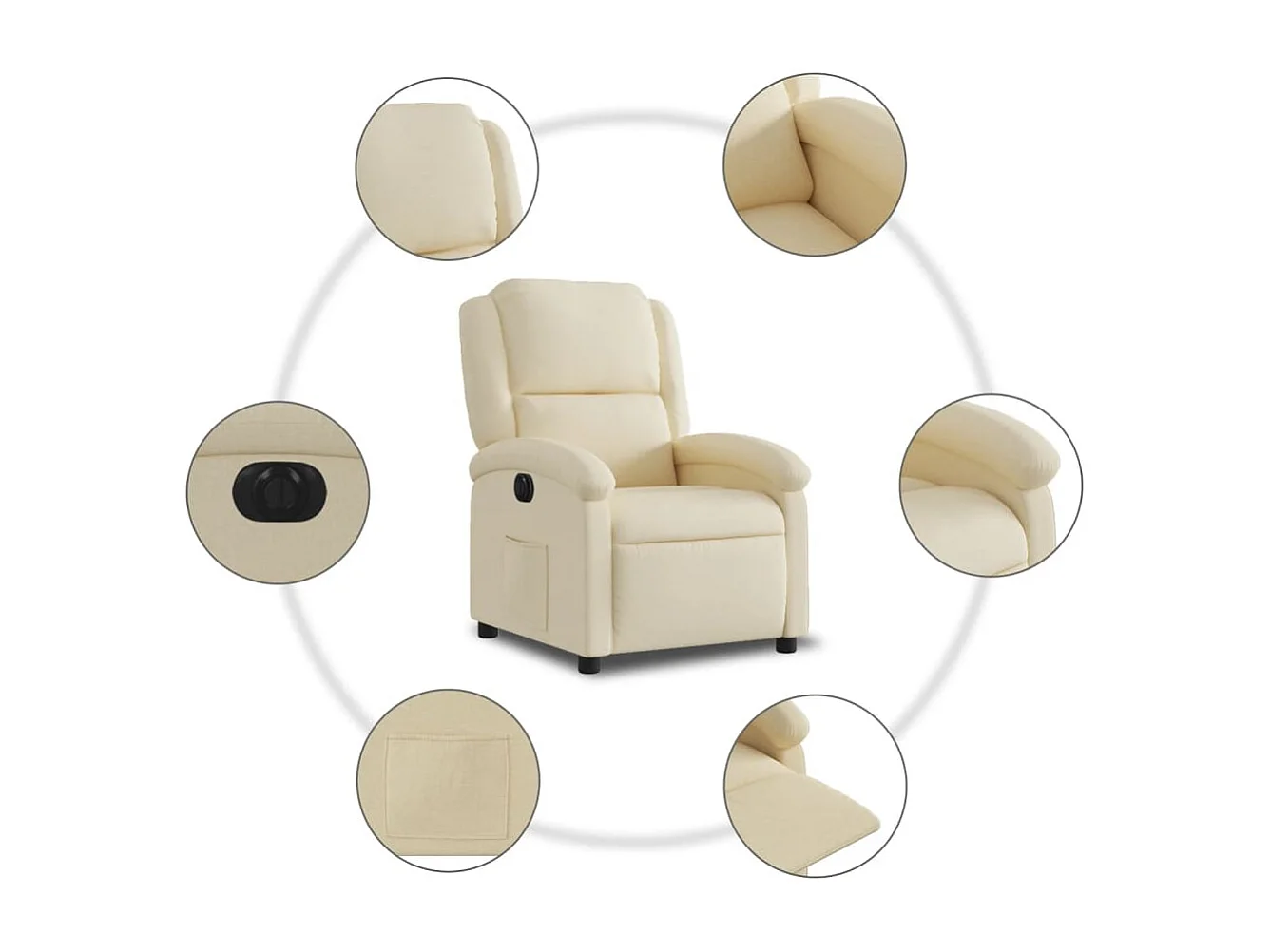 Fauteuil inclinable électrique Crème Tissu