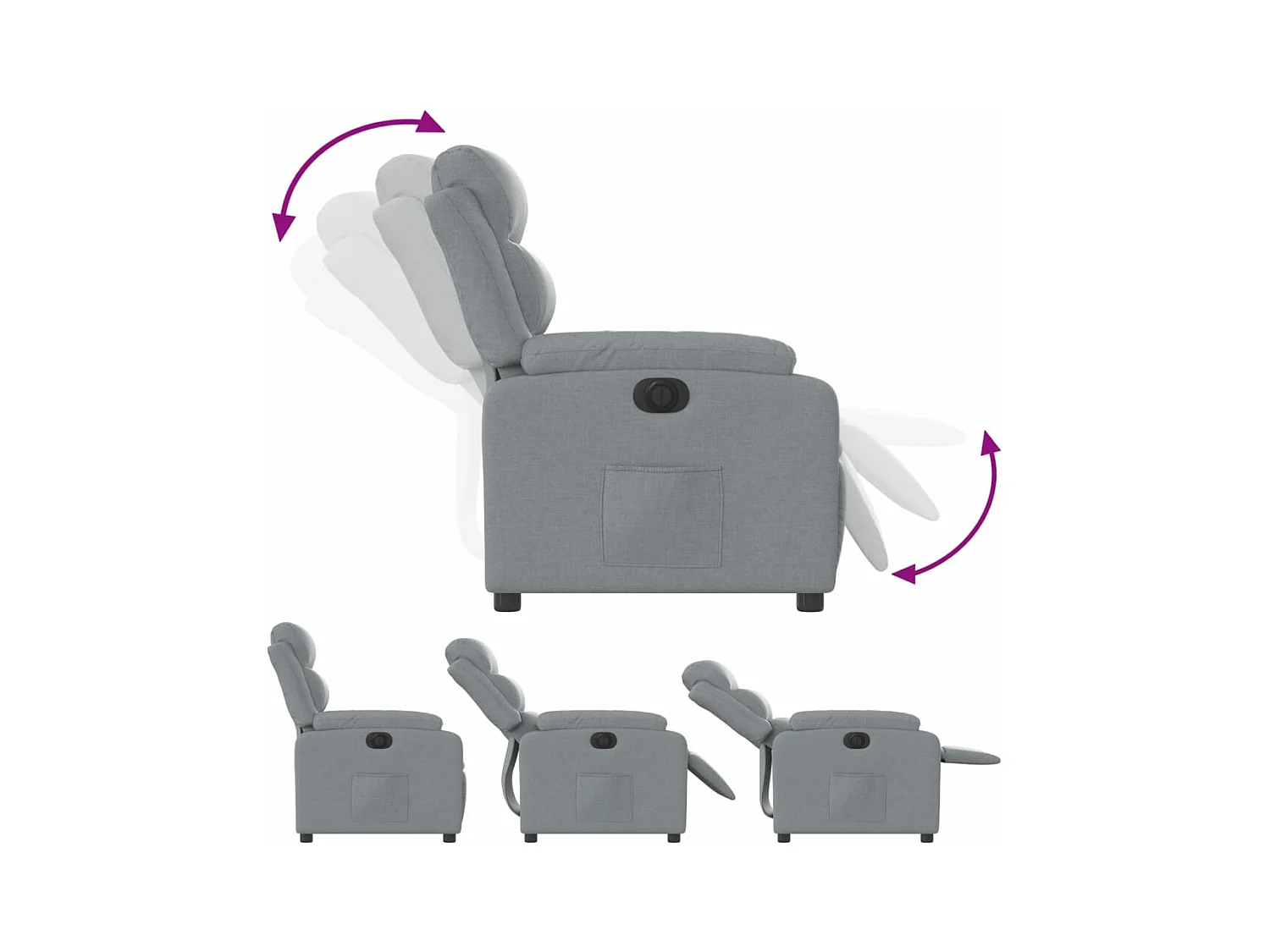 Fauteuil inclinable électrique Gris clair Tissu