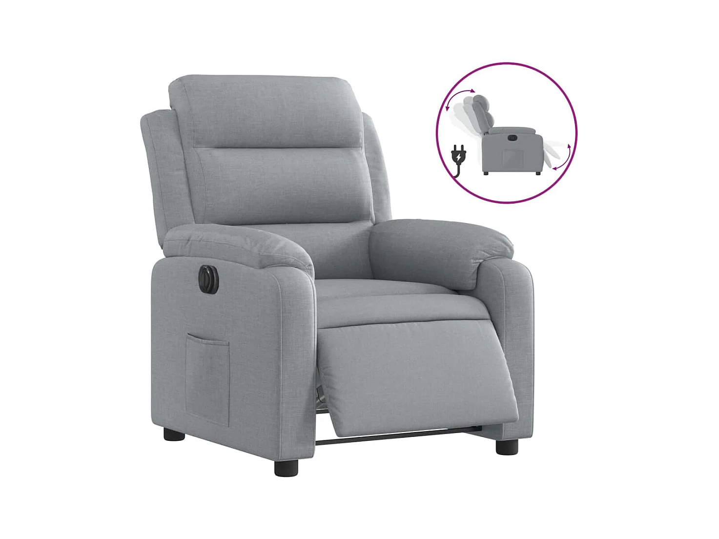 Fauteuil inclinable électrique Gris clair Tissu