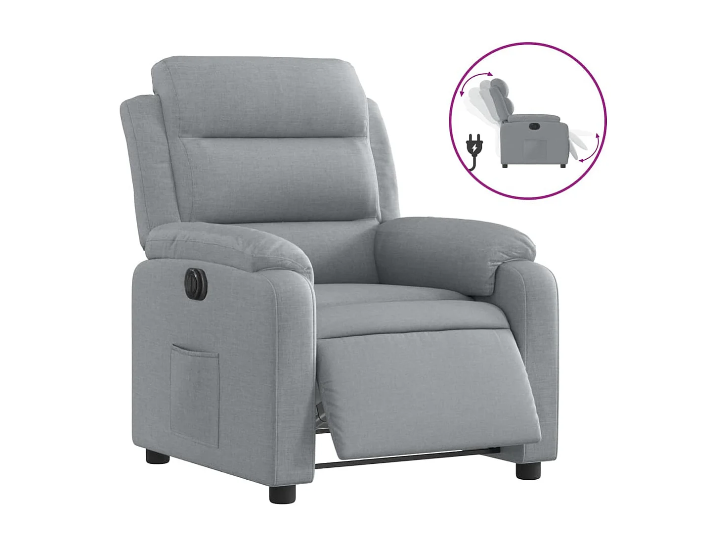 Fauteuil inclinable électrique Gris clair Tissu