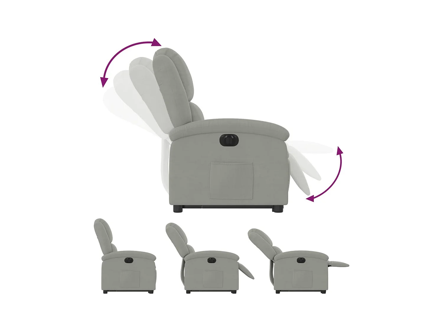 Fauteuil inclinable électrique gris clair velours