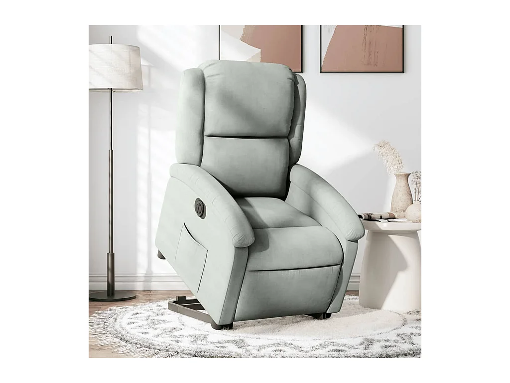 Fauteuil inclinable électrique gris clair velours