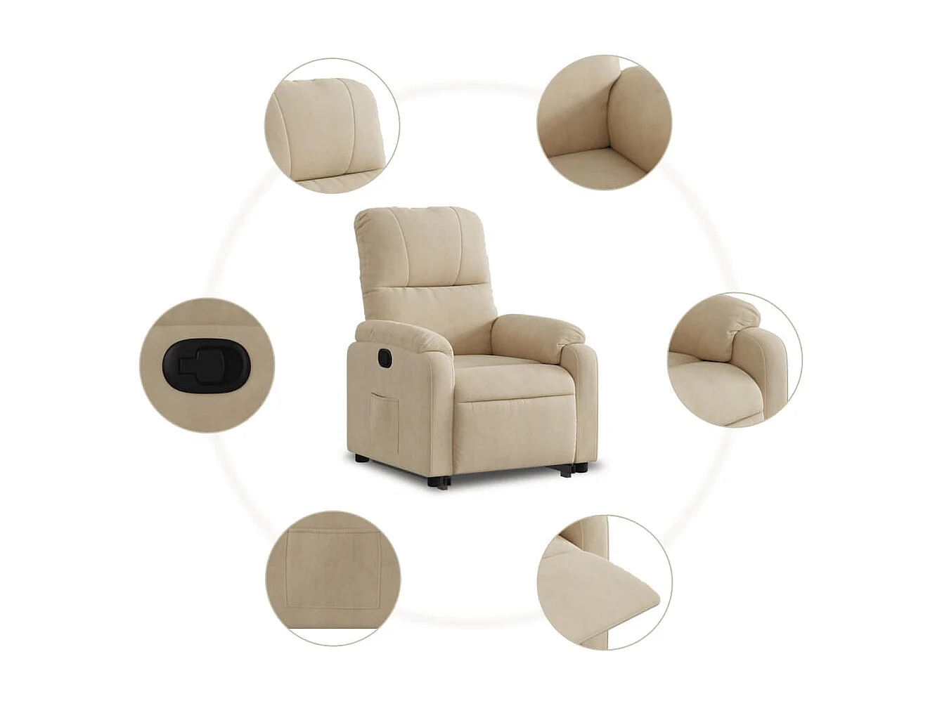 Fauteuil inclinable crème tissu microfibre