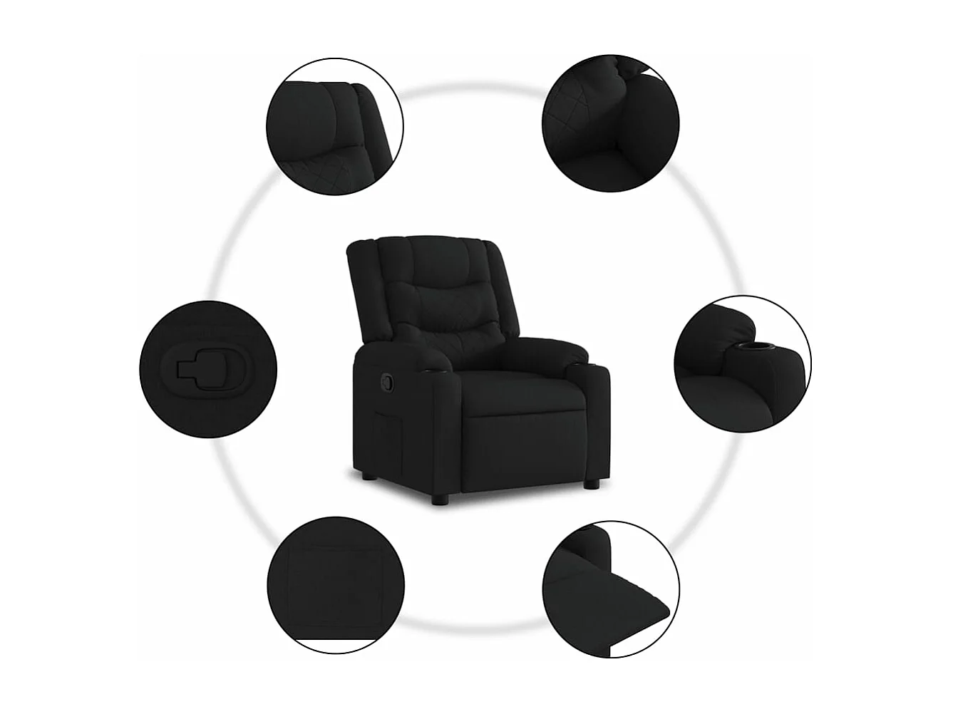 Fauteuil inclinable Noir Tissu