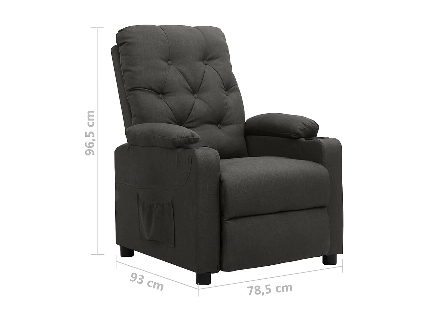 Sillón reclinable de tela gris oscuro