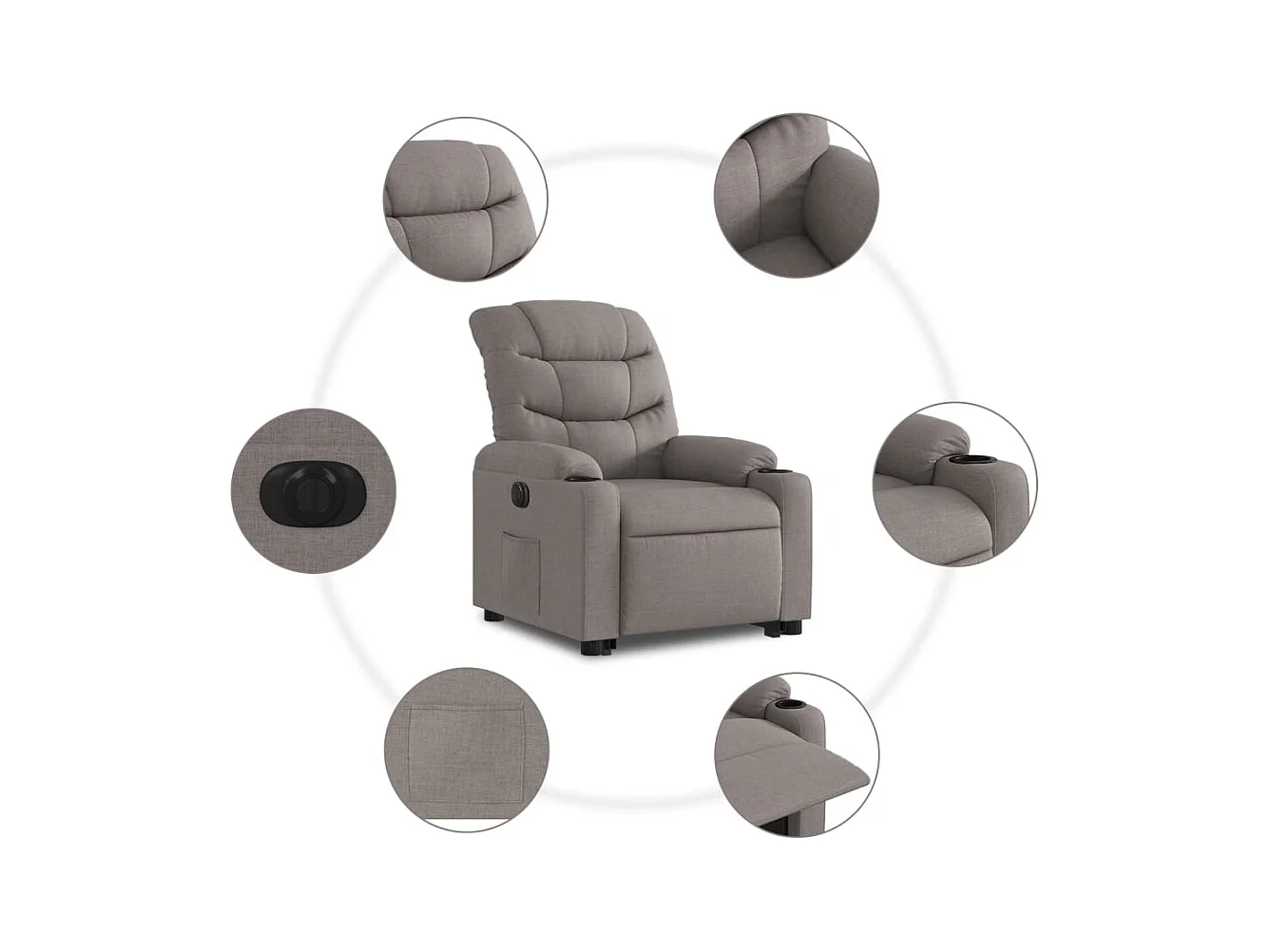 Fauteuil inclinable électrique taupe tissu