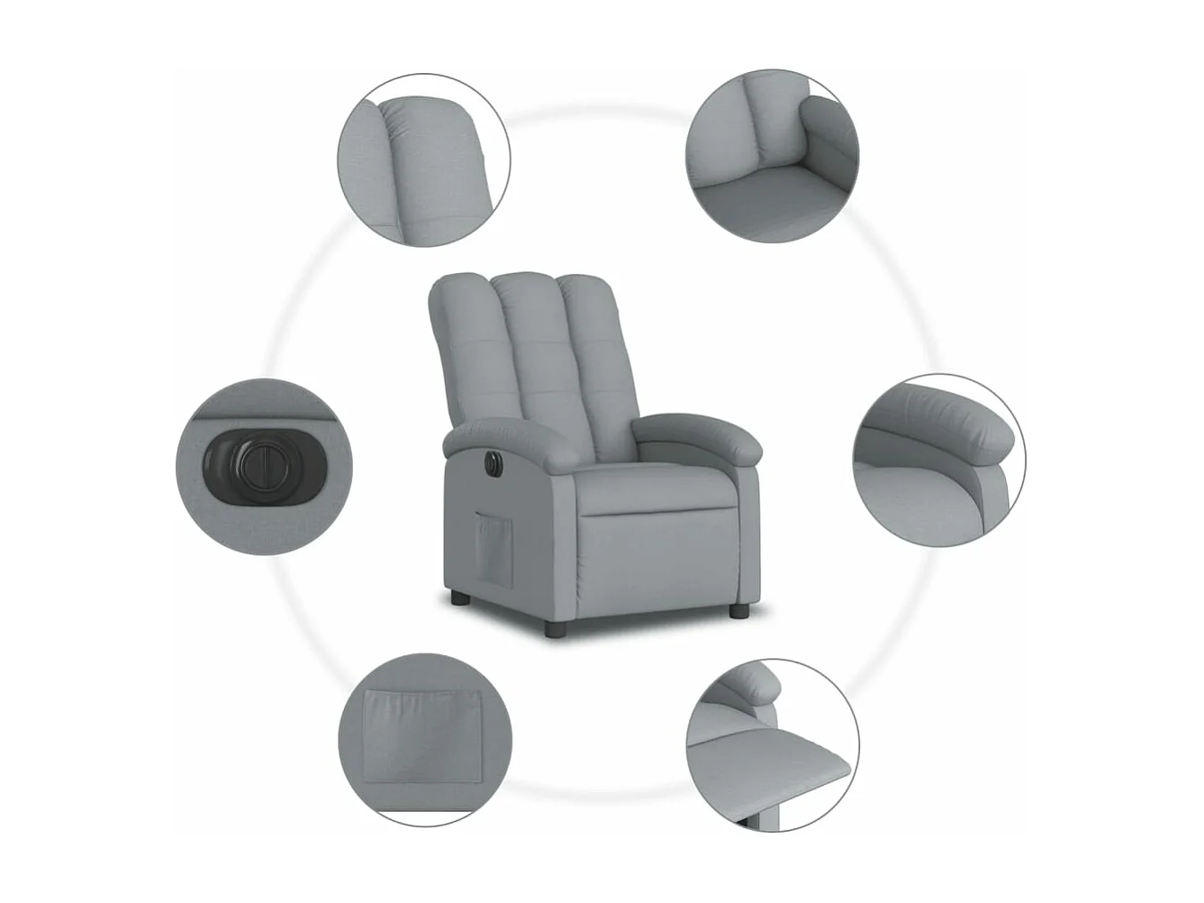 Fauteuil inclinable électrique Gris clair Tissu