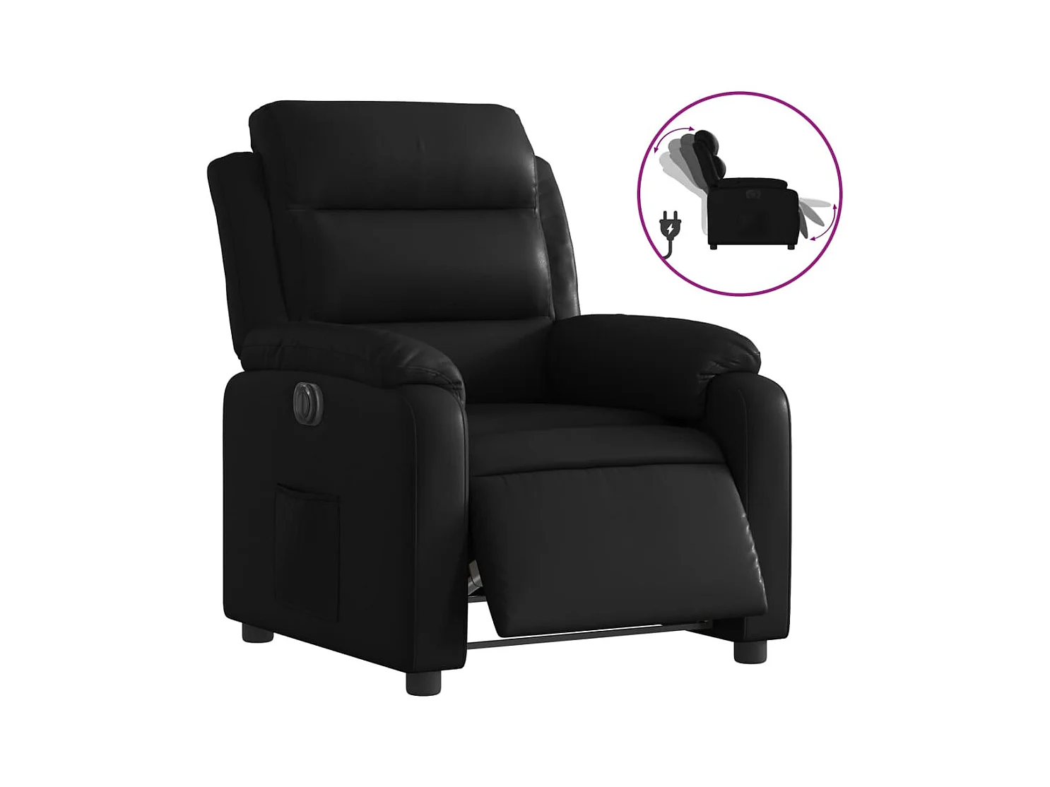 Fauteuil inclinable électrique Noir Similicuir