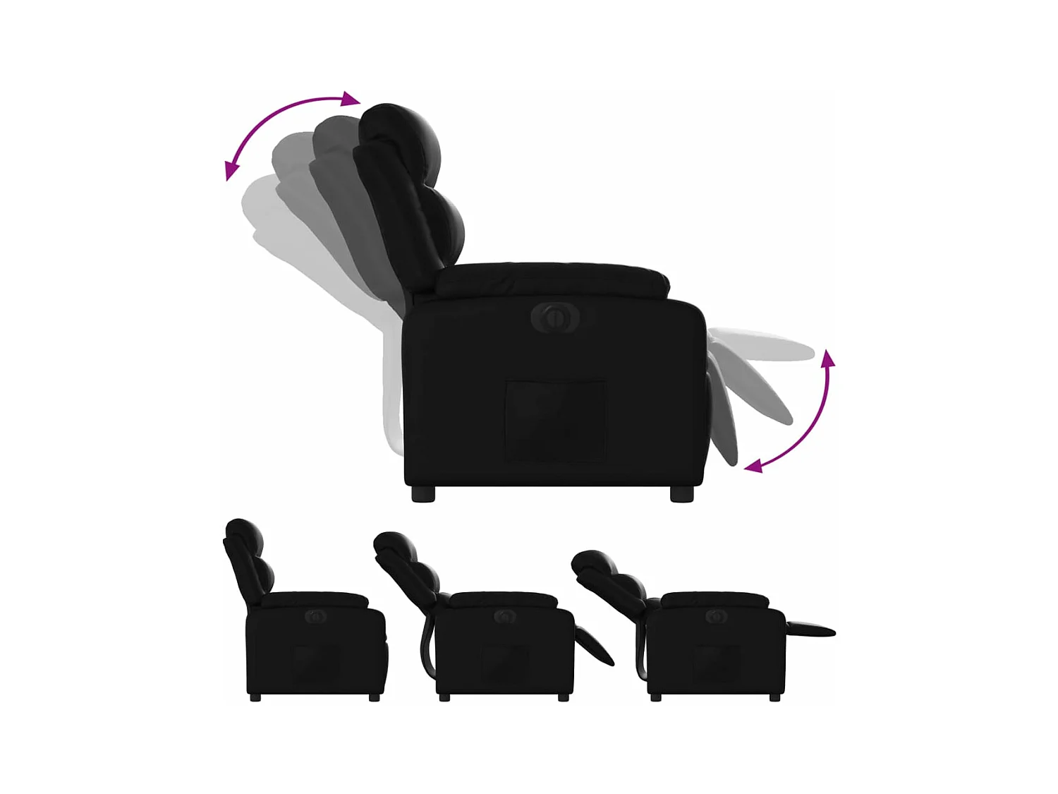 Fauteuil inclinable électrique Noir Similicuir