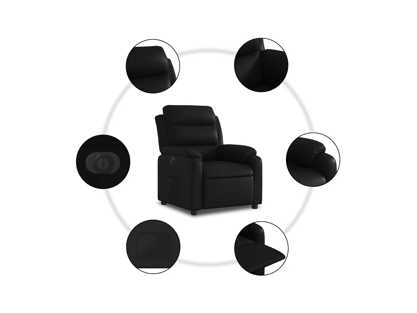 Fauteuil inclinable électrique Noir Similicuir