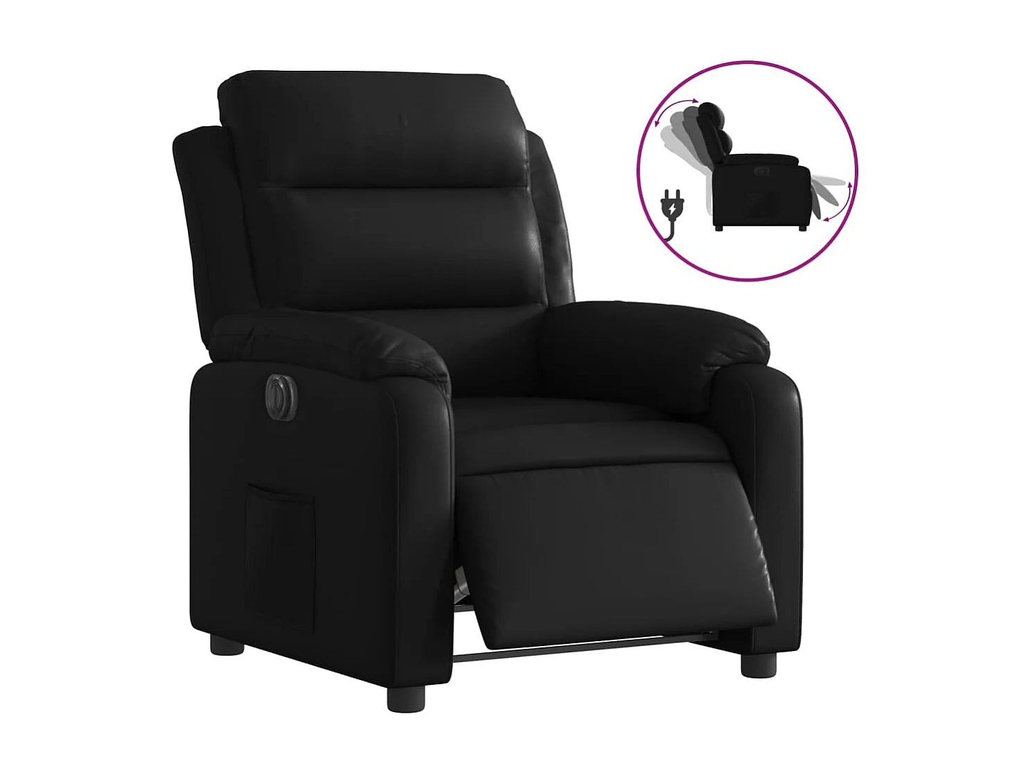 Fauteuil inclinable électrique Noir Similicuir
