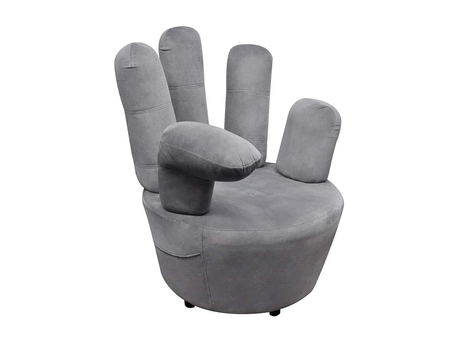 Fauteuil en forme de main Gris Velours