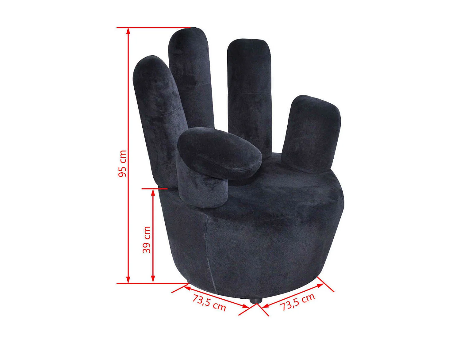 Fauteuil en forme de main Noir Velours