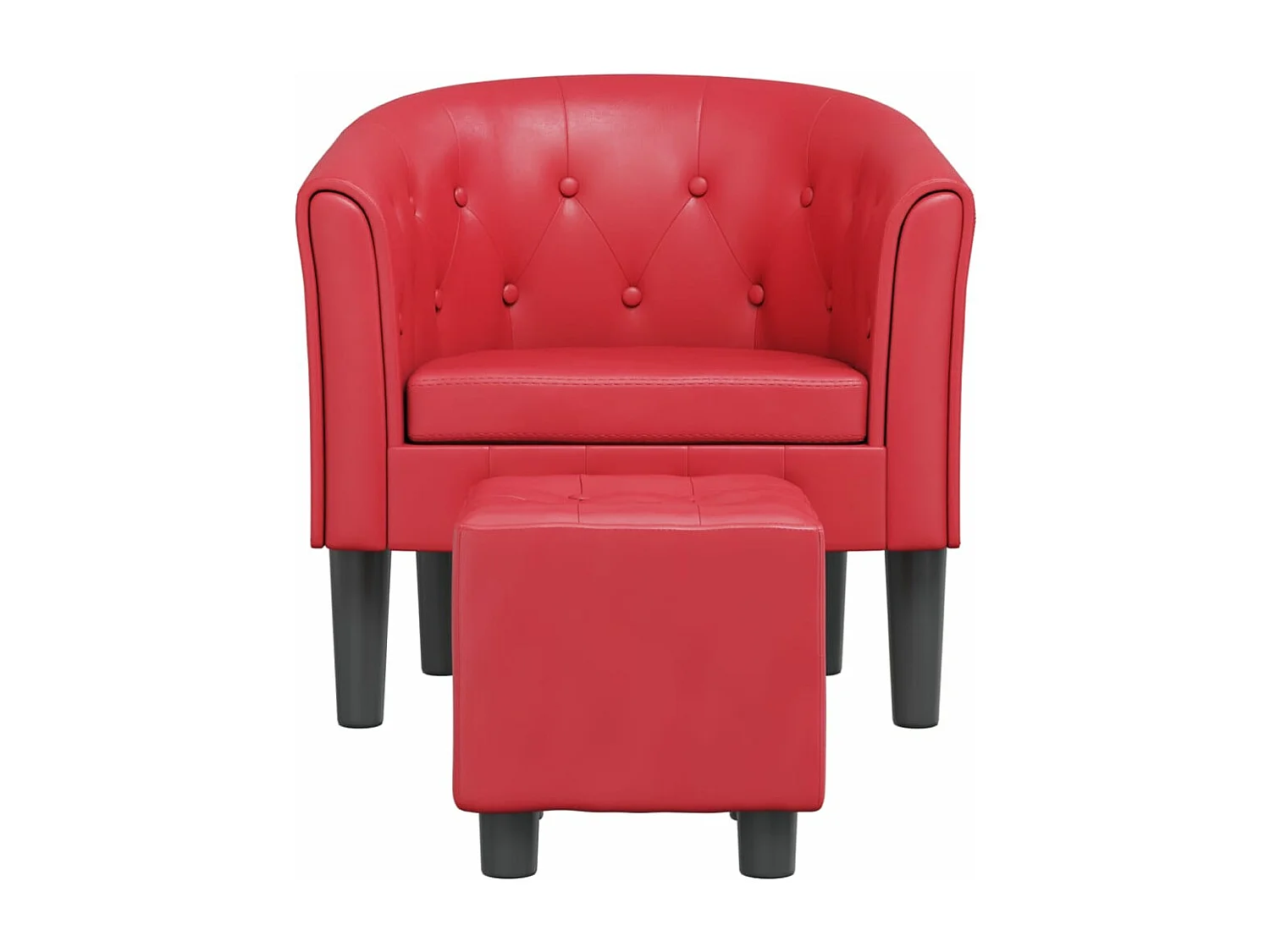 Fauteuil cabriolet avec repose-pied rouge similicuir