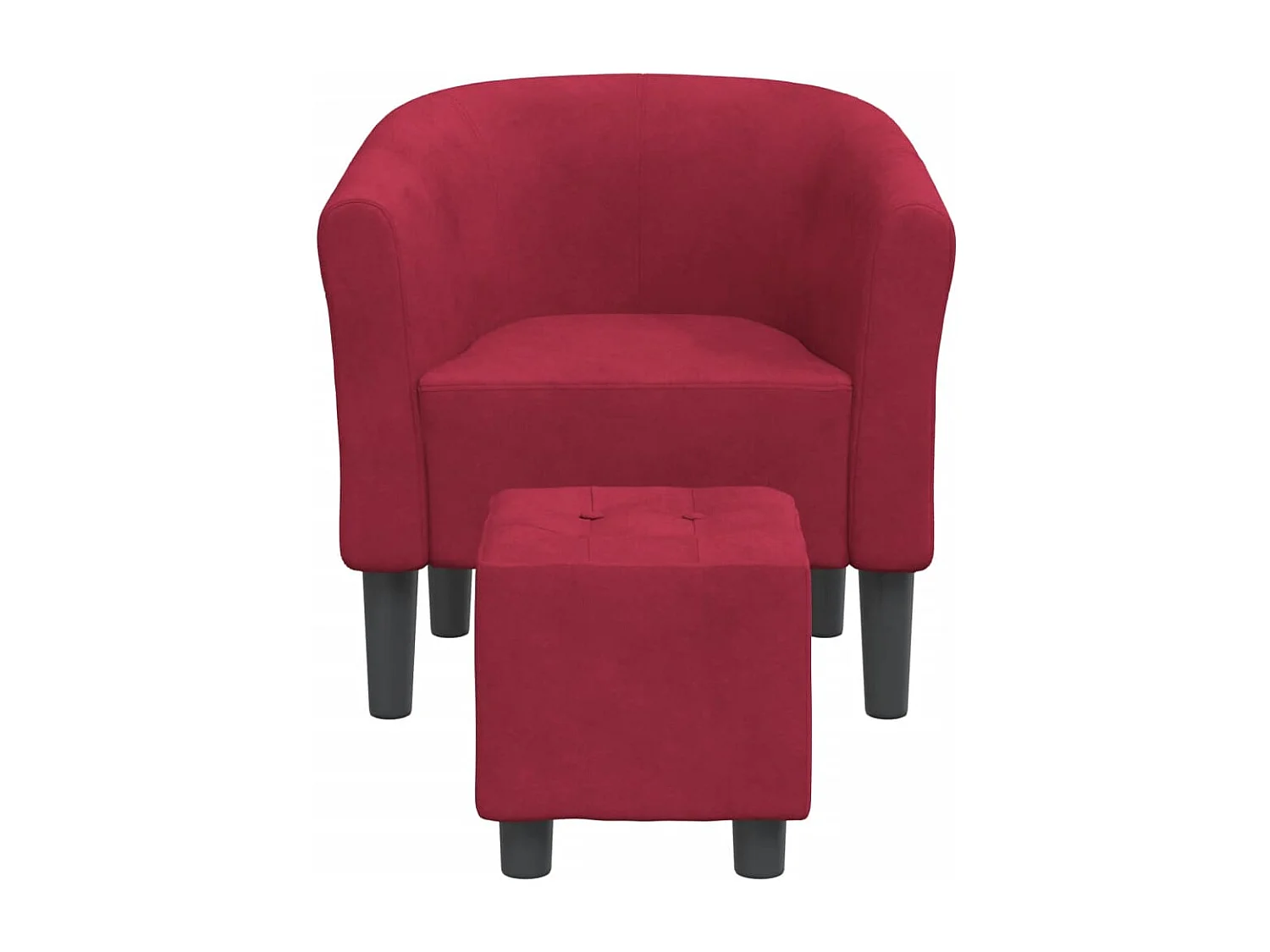 Fauteuil cabriolet avec repose-pied rouge bordeaux velours