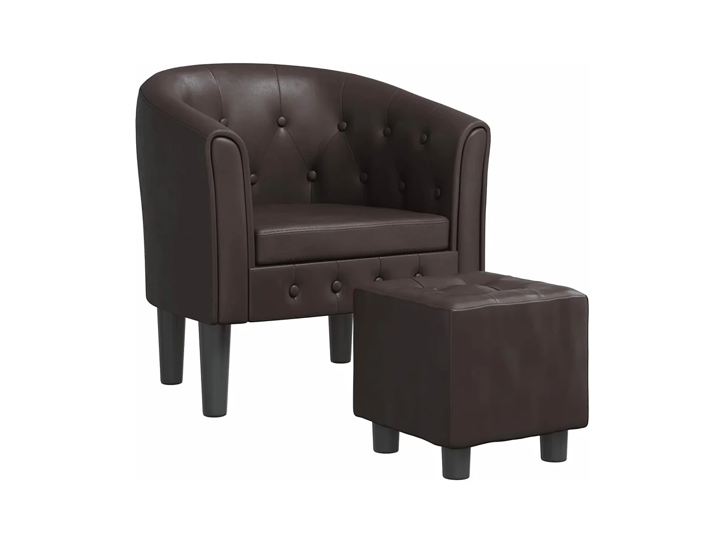 Fauteuil cabriolet avec repose-pied marron similicuir