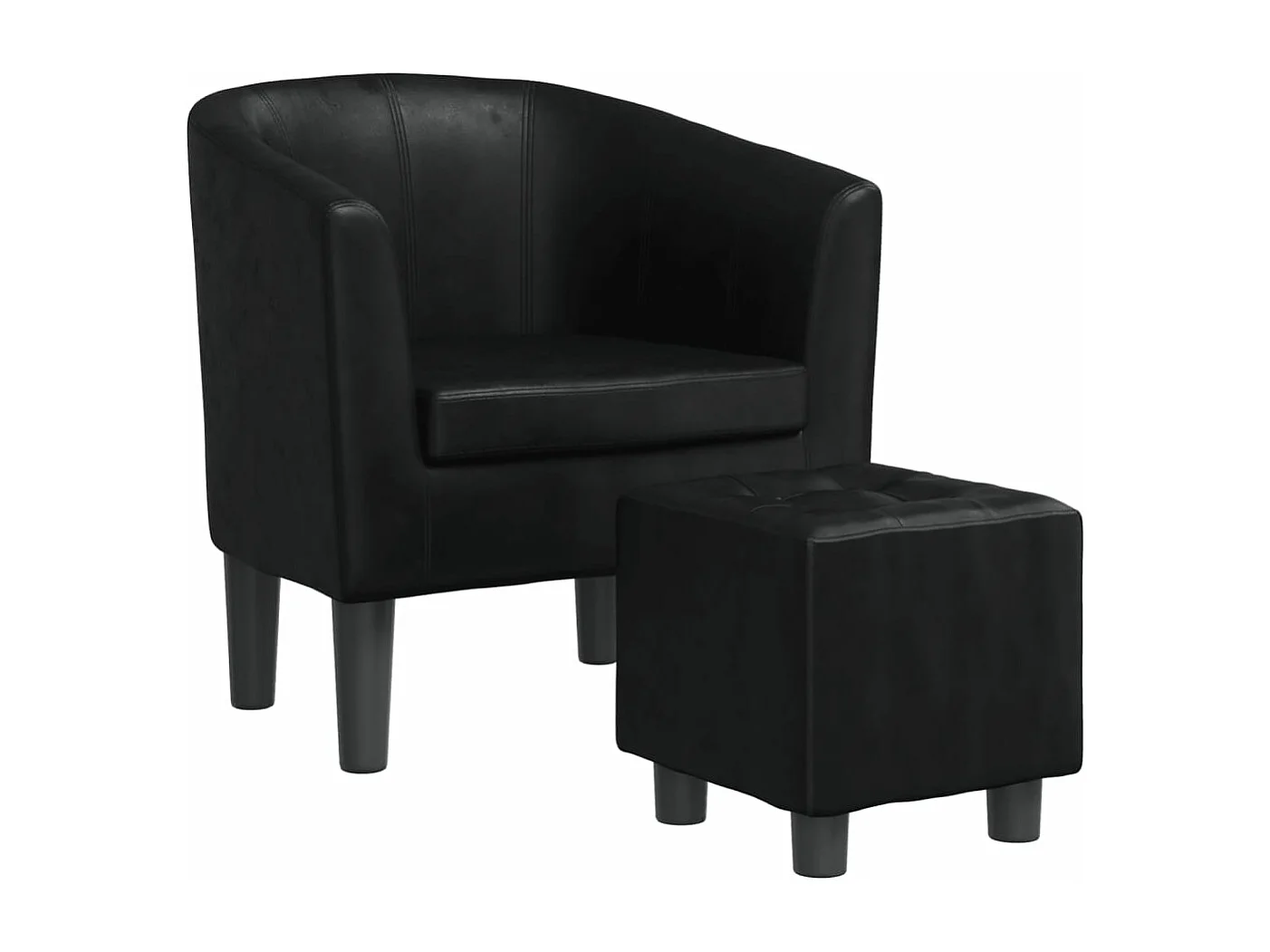 Fauteuil cabriolet avec repose-pied noir similicuir