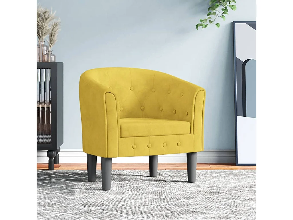 Fauteuil cabriolet jaune velours