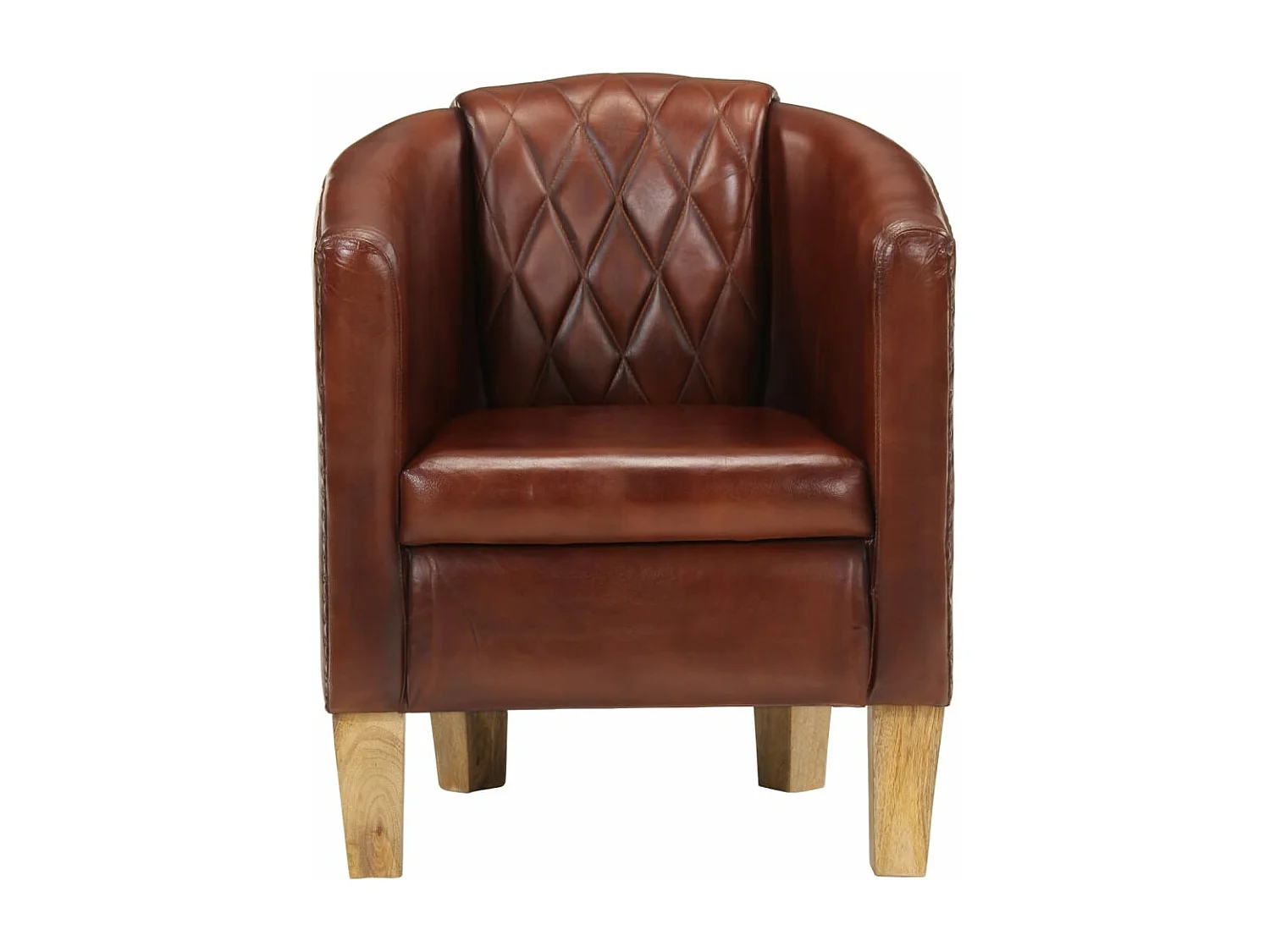 Fauteuil cabriolet marron cuir véritable