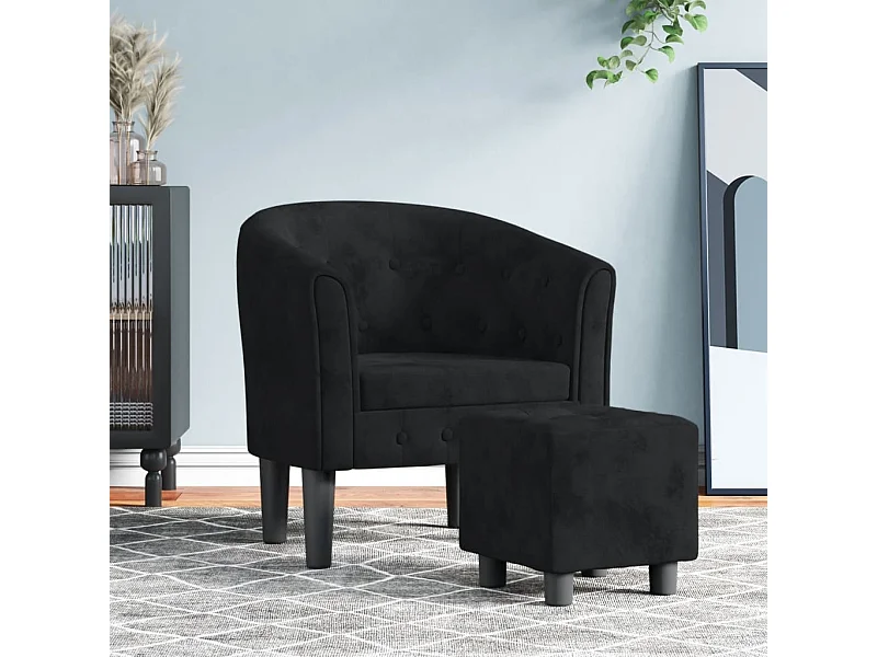 Fauteuil cabriolet avec repose-pied noir velours