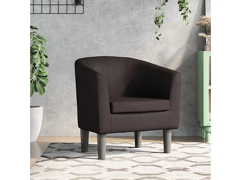 Fauteuil cabriolet marron similicuir