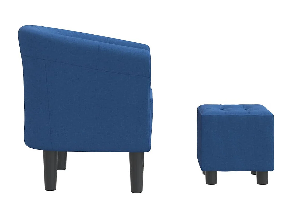 Kuipstoel met voetenbank stof blauw