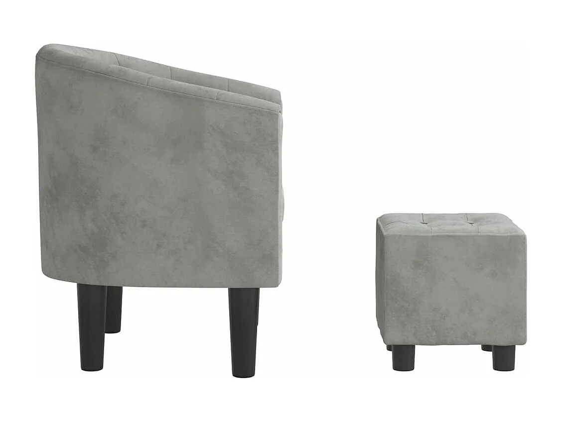 Fauteuil cabriolet avec repose-pied gris clair velours