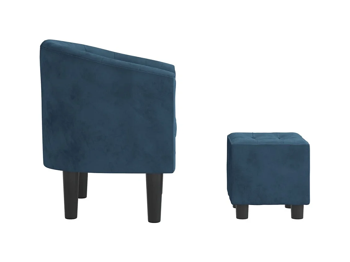 Fauteuil cabriolet avec repose-pied bleu foncé velours