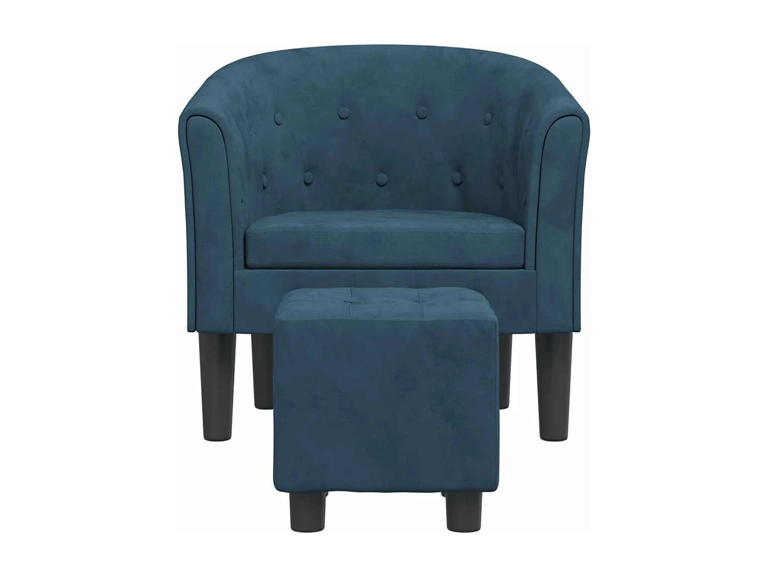 Fauteuil cabriolet avec repose-pied bleu foncé velours