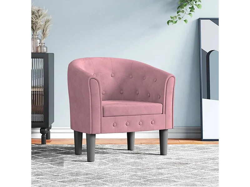 Fauteuil cabriolet rose velours