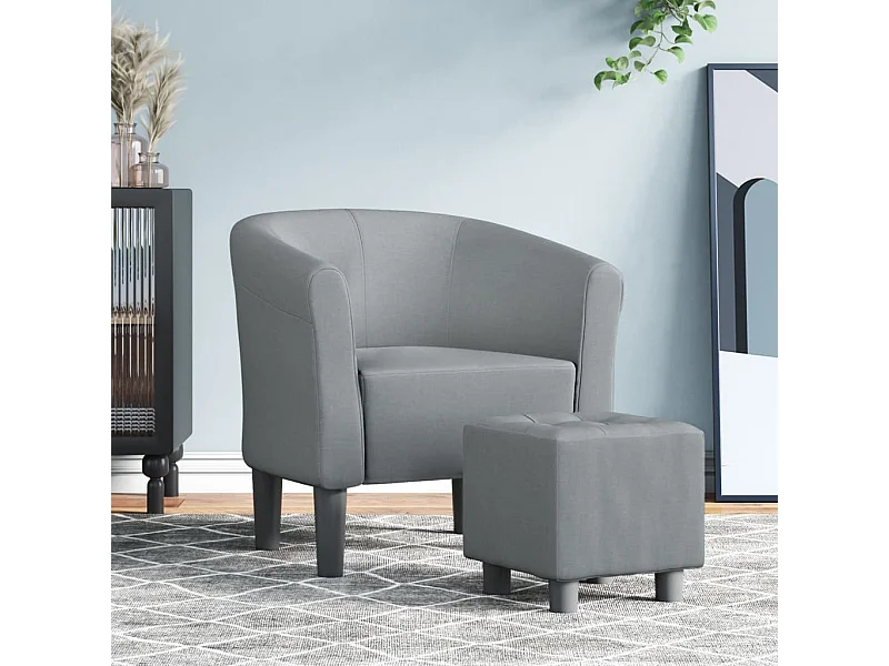 Fauteuil cabriolet avec repose-pied gris clair tissu