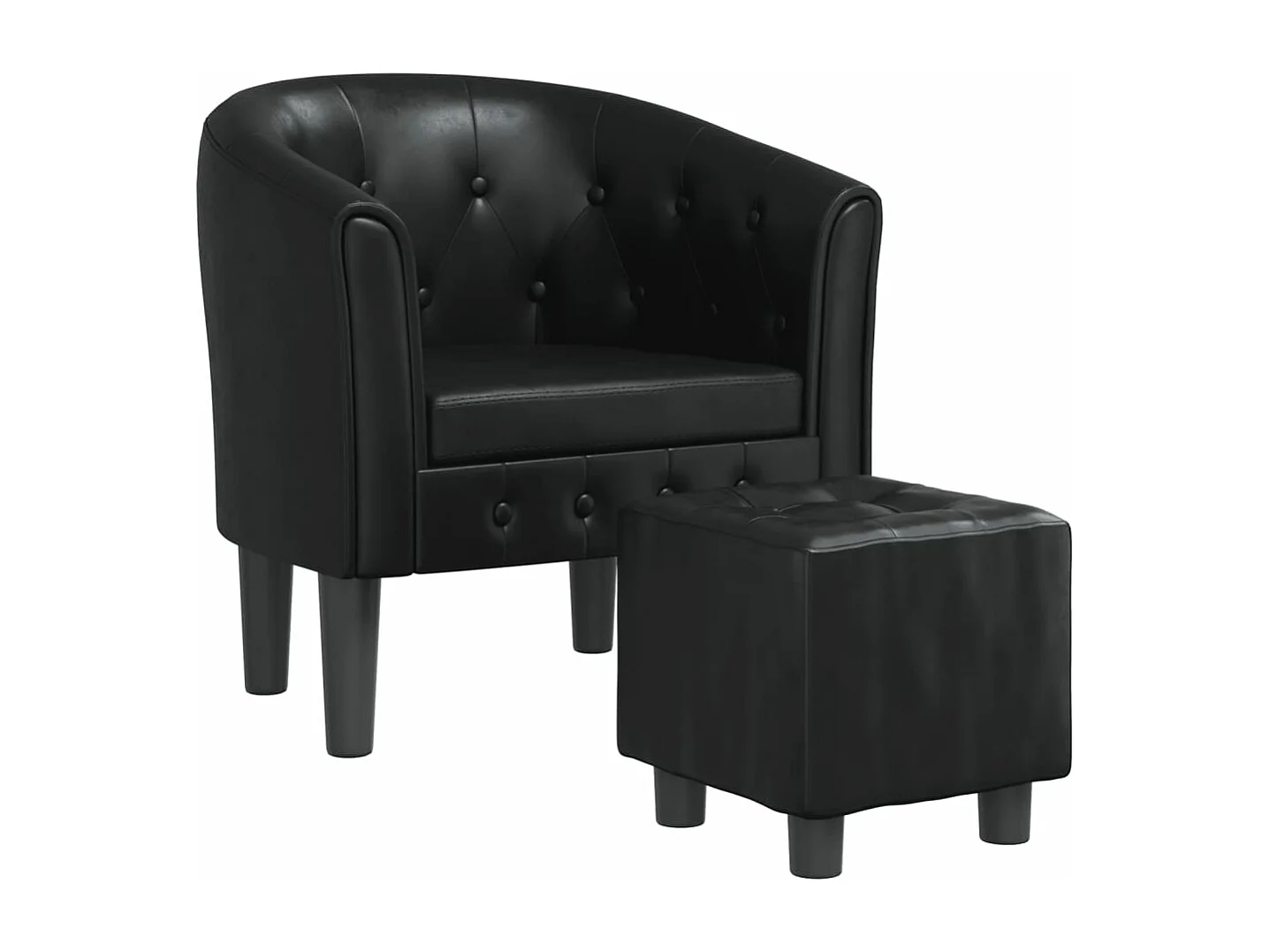 Fauteuil cabriolet avec repose-pied noir similicuir