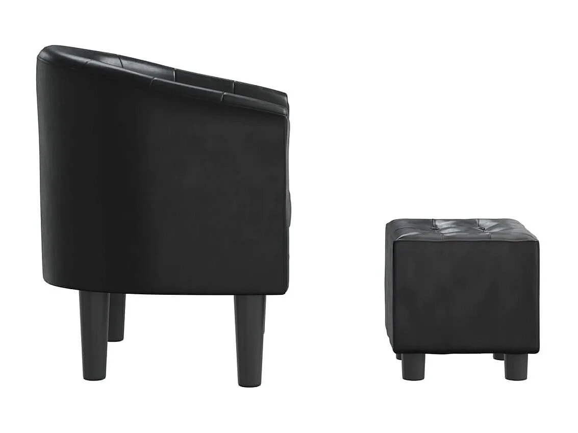 Fauteuil cabriolet avec repose-pied noir similicuir