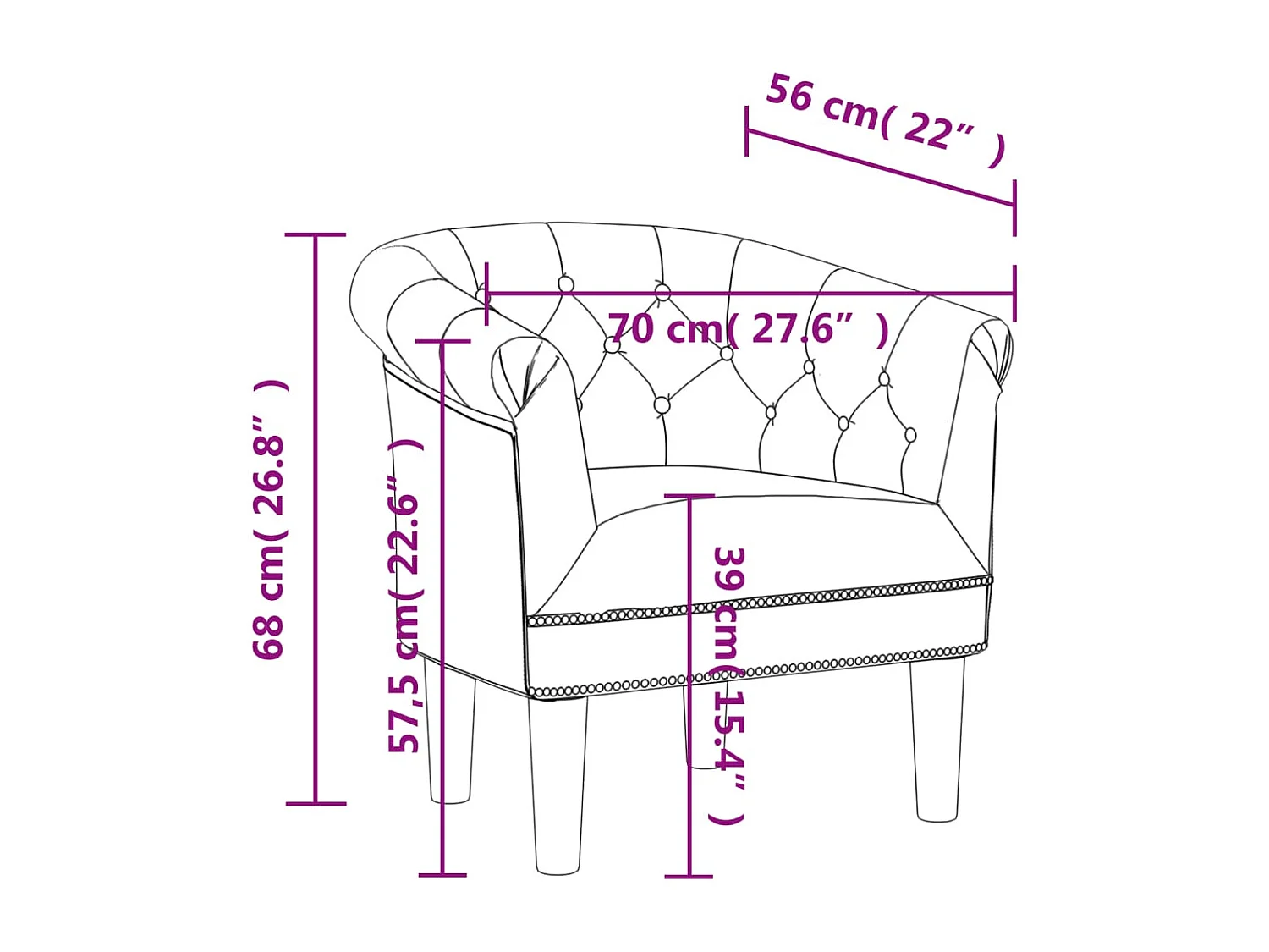 Fauteuil cabriolet marron similicuir