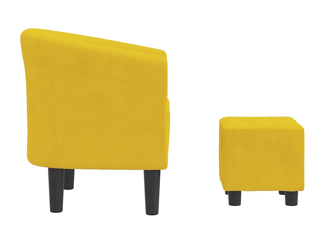 Fauteuil cabriolet avec repose-pied jaune velours