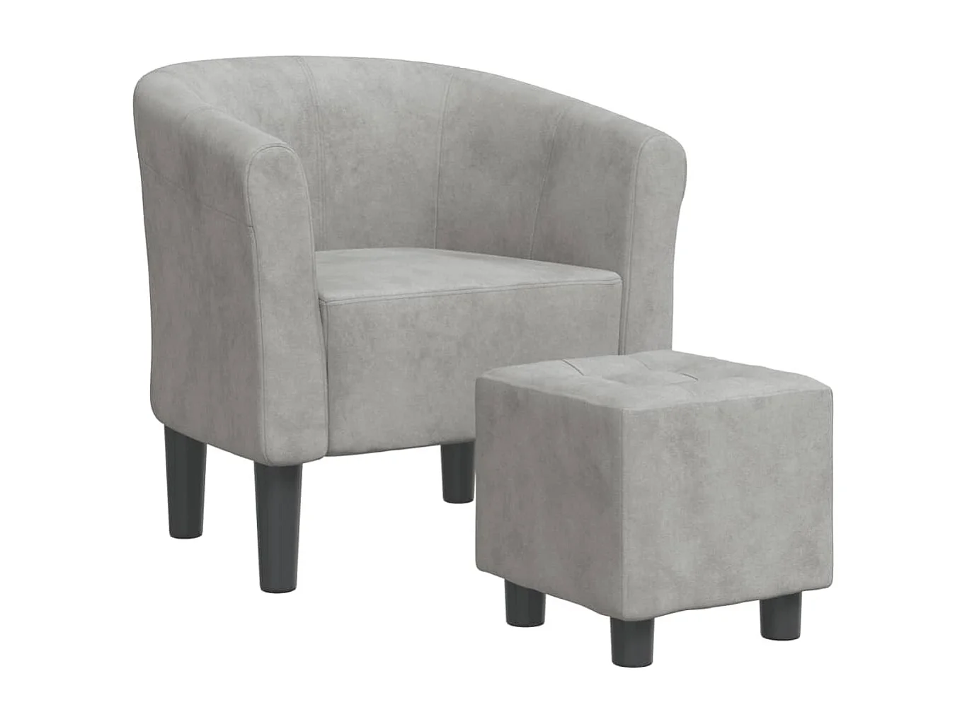 Fauteuil cabriolet avec repose-pied gris clair velours