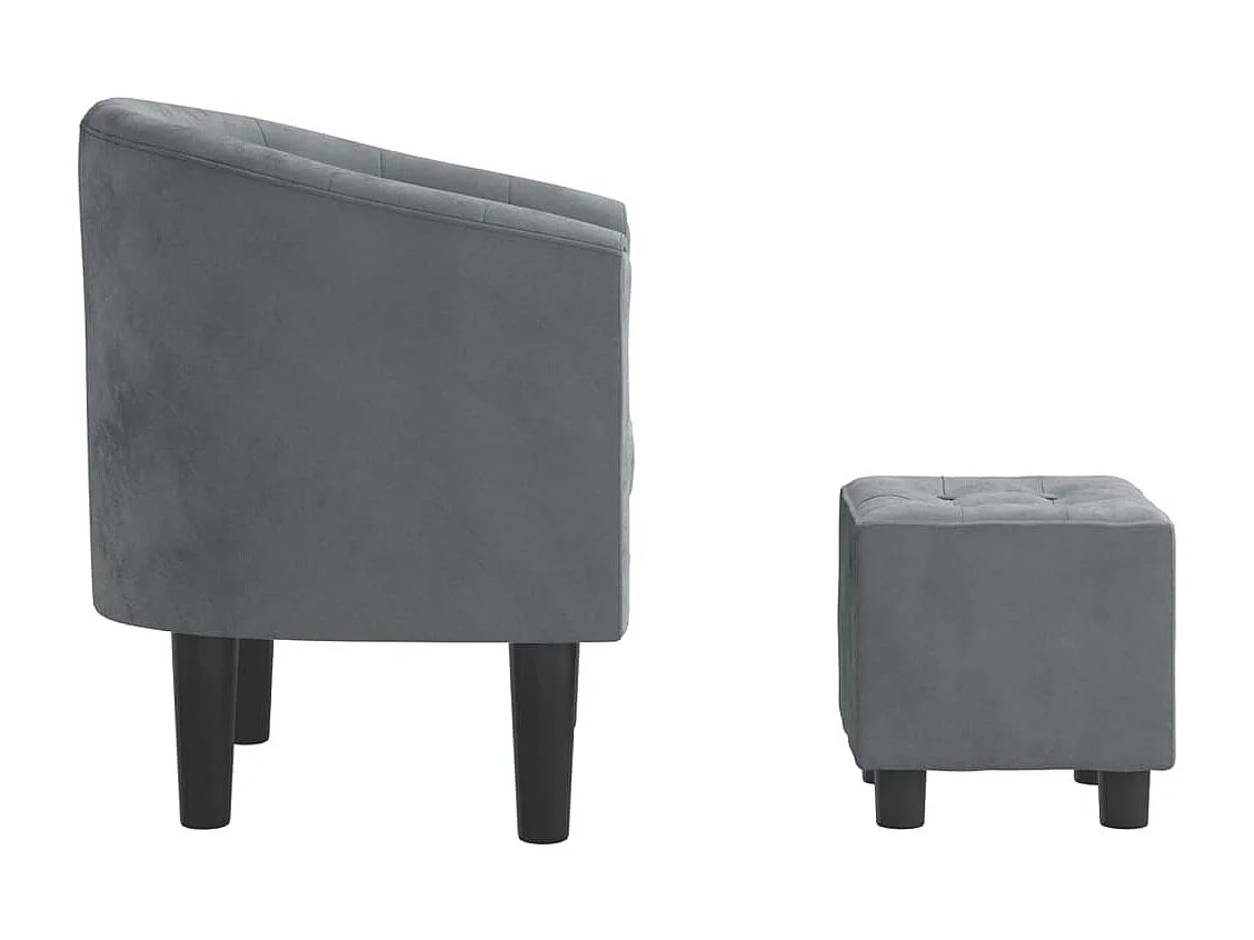 Fauteuil cabriolet avec repose-pied gris foncé velours