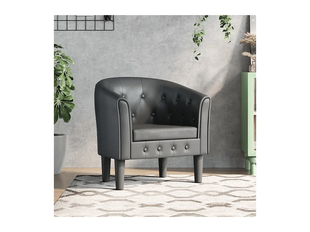 Fauteuil cabriolet gris similicuir