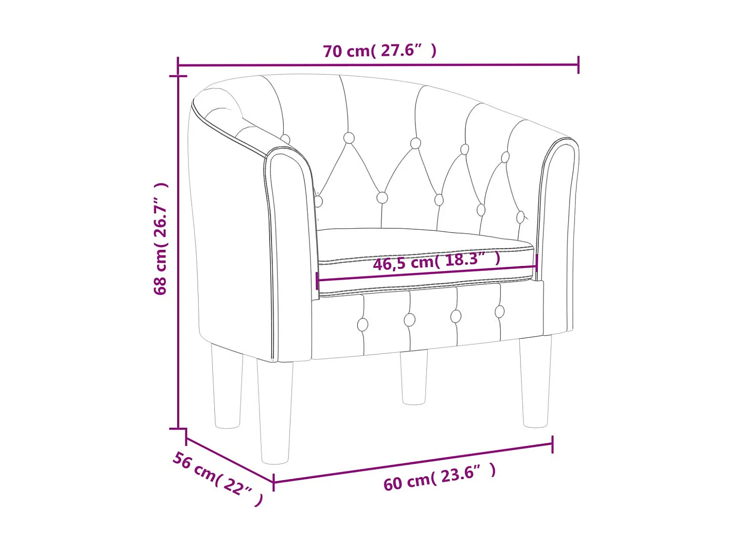 Kuipstoel fluweel donkerblauw