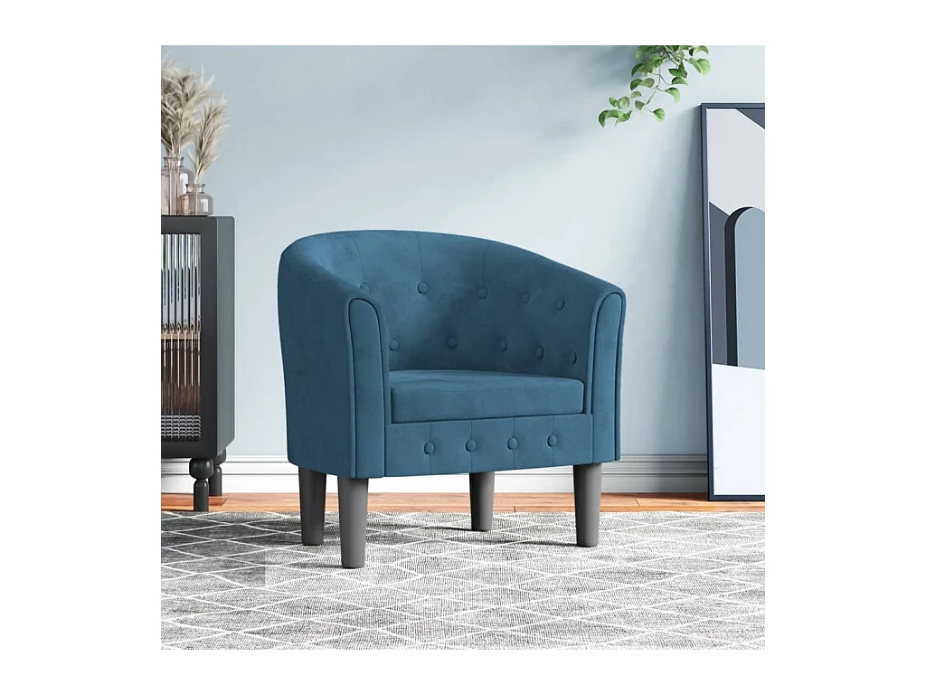 Fauteuil cabriolet bleu foncé velours