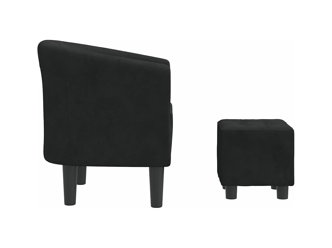 Fauteuil cabriolet avec repose-pied noir velours