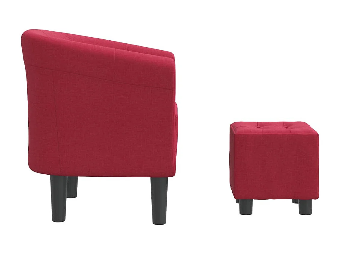 Poltrona com apoio de pés tecido vermelho tinto