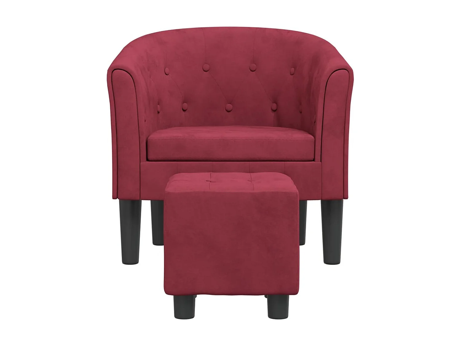 Fauteuil cabriolet avec repose-pied rouge bordeaux velours