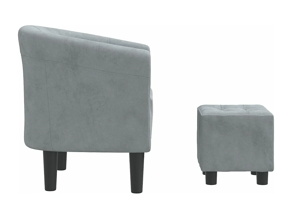 Fauteuil cabriolet avec repose-pied gris foncé velours