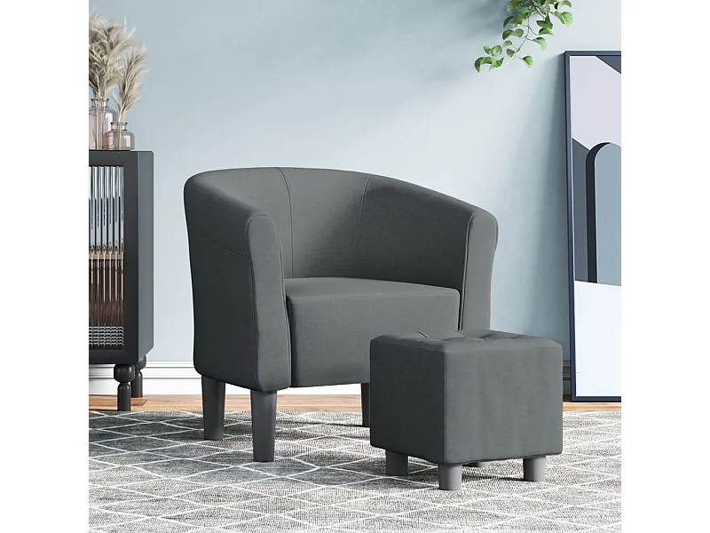 Fauteuil cabriolet avec repose-pied gris foncé tissu