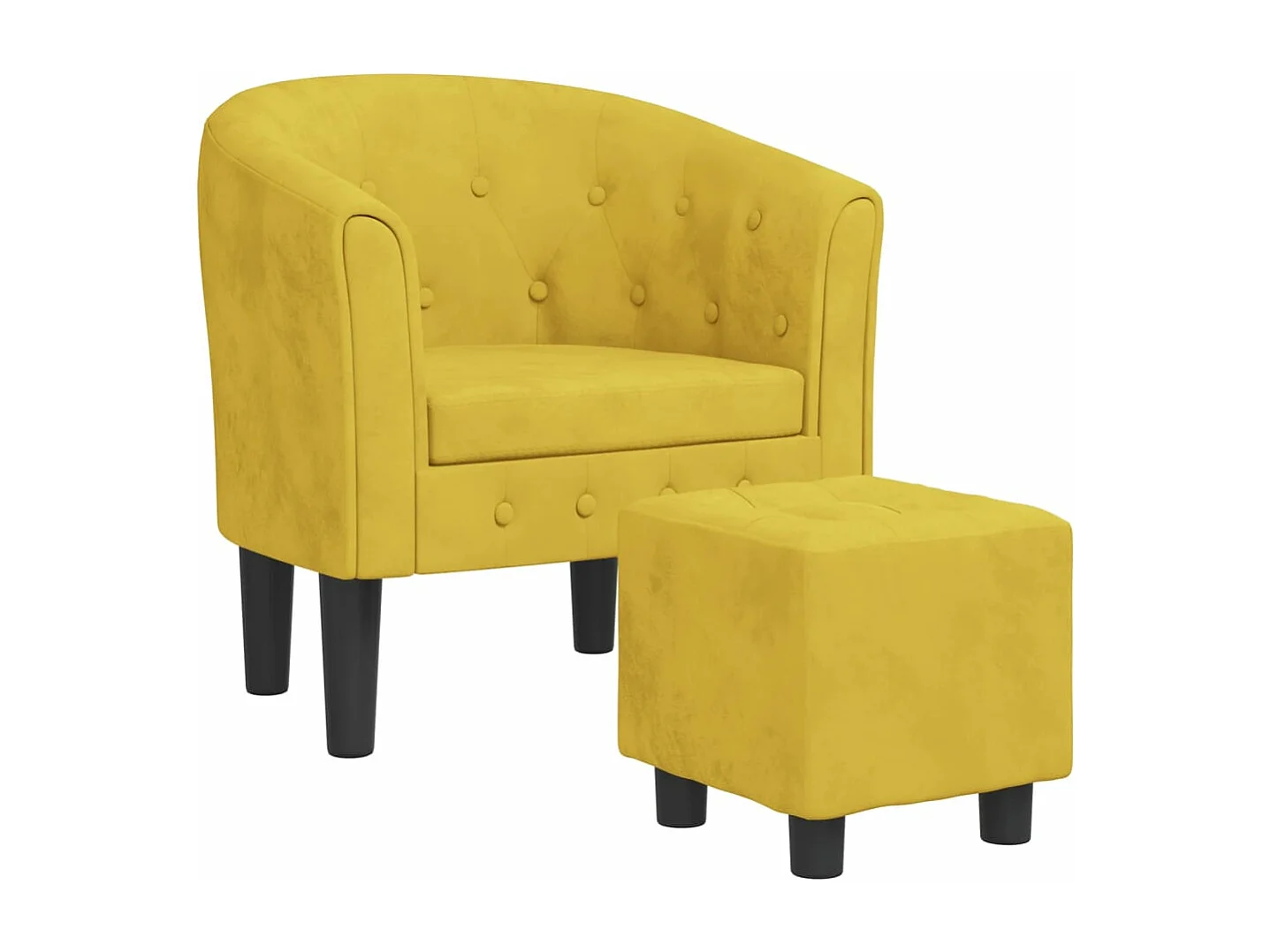 Fauteuil cabriolet avec repose-pied jaune velours