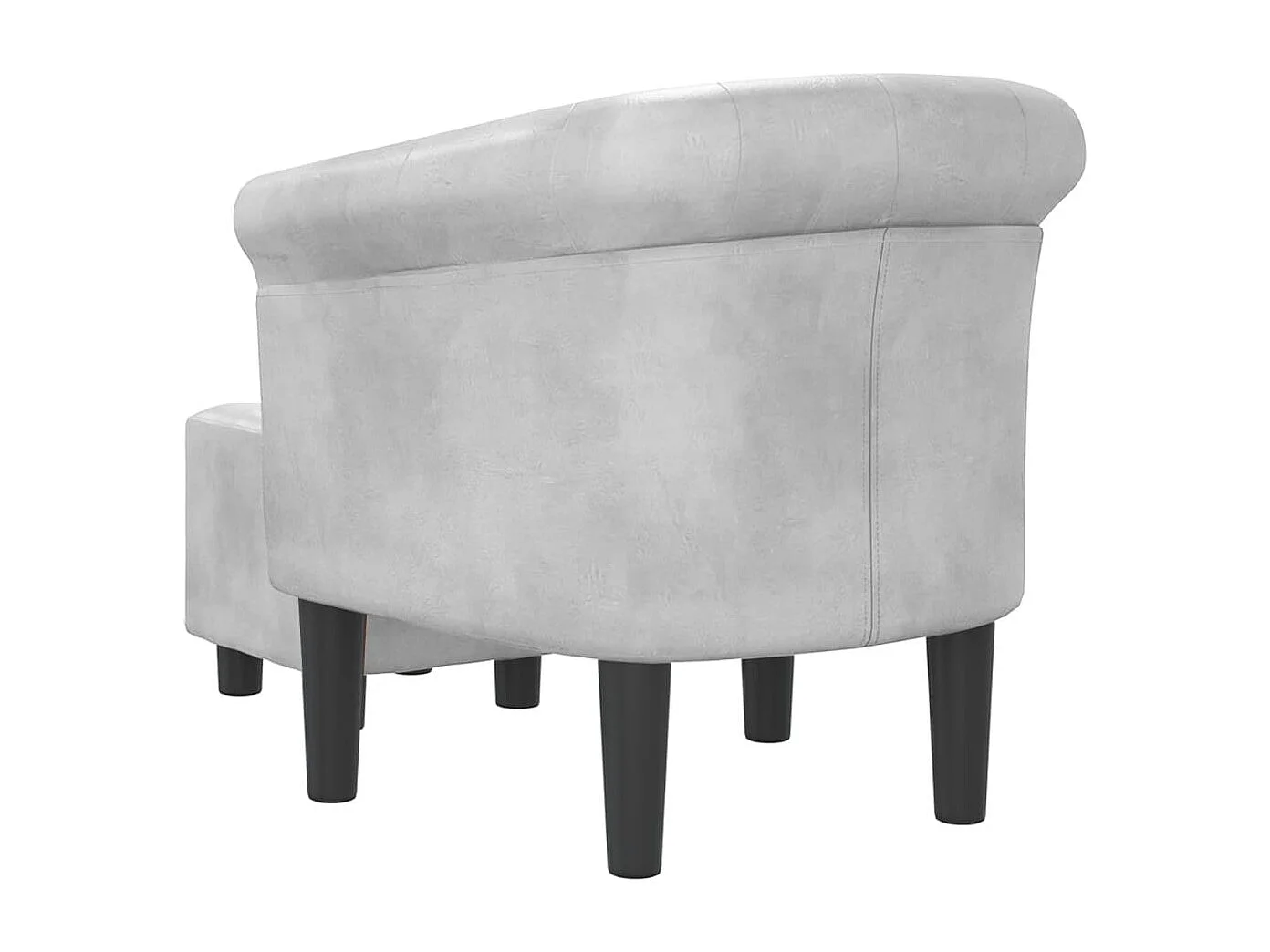 Sillón con taburete cuero sintético plateado