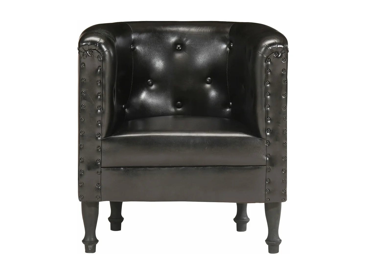 Kuipstoel echt leer zwart