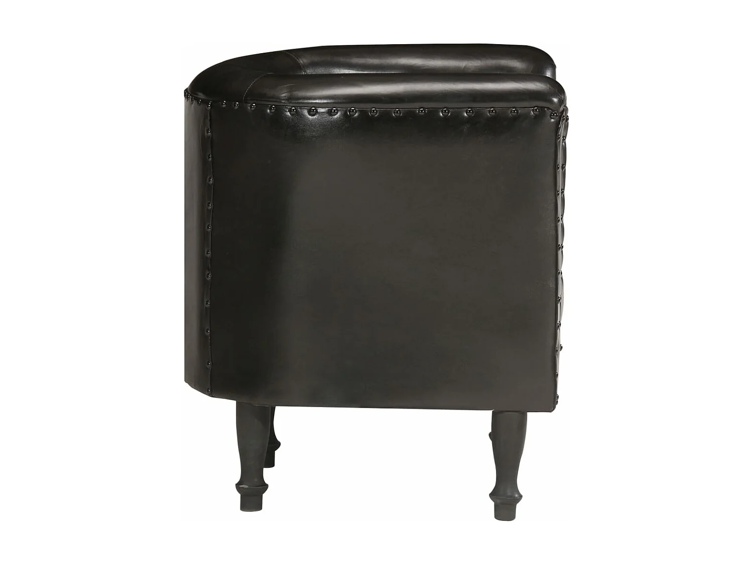 Kuipstoel echt leer zwart